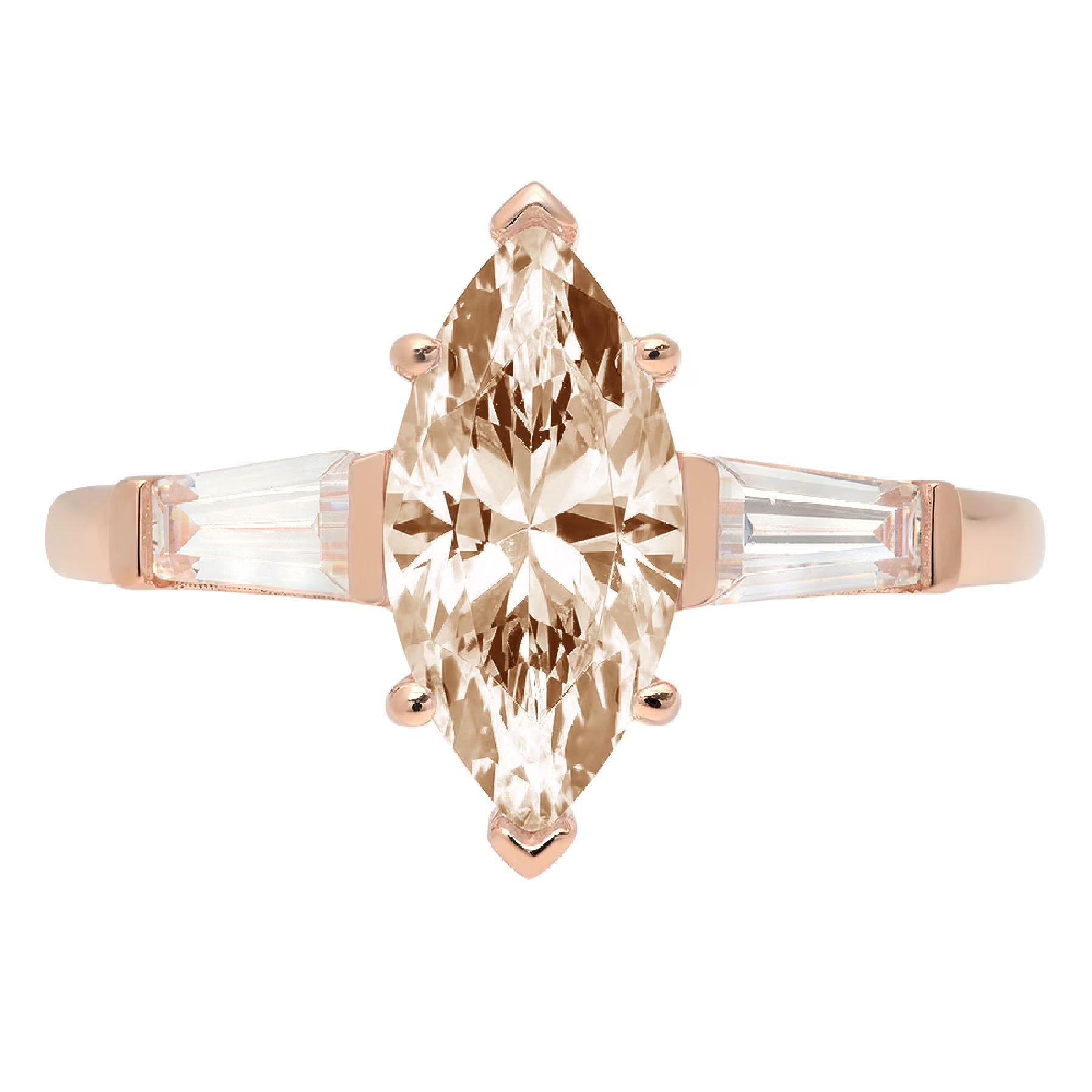 Champagne Simulated Diamond 3 Stone Ring M60854