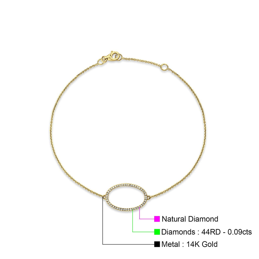 Oval Shape Adjustable Bracelet 14K Yellow Gold 0.09ct Q496324