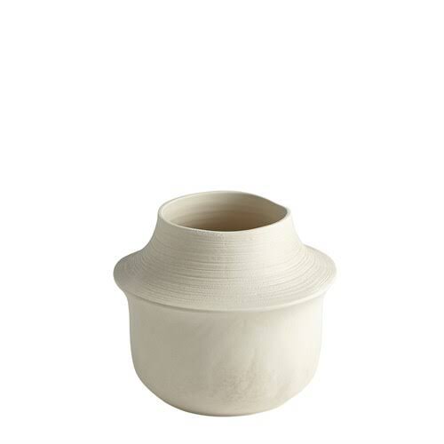 Matte Cream Marble Low Vase X8988