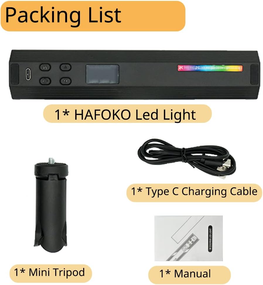 Handheld RGB Light Wand Video LED Lighting Photography Light Vlog Magnetic CRI95+ 2500K-9000K Built-in Battery 3000mAh Pack of 2 V584