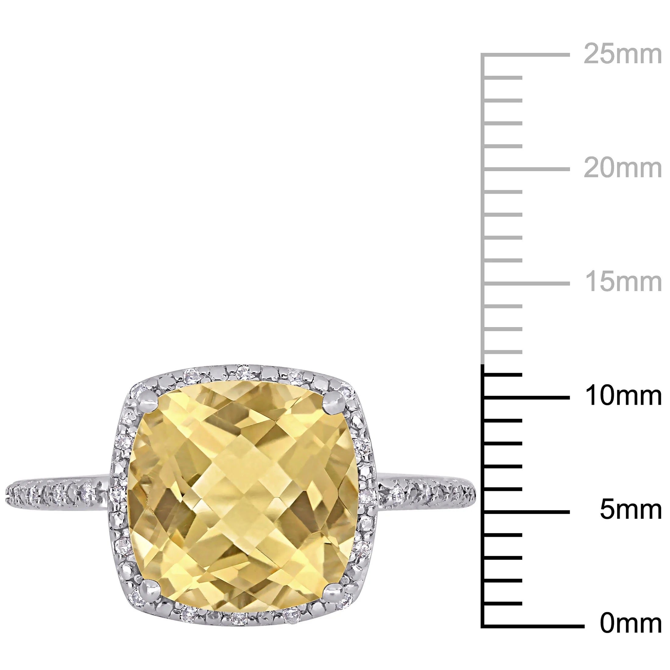 Sterling Silver Citrine and Diamond Halo Ring L461