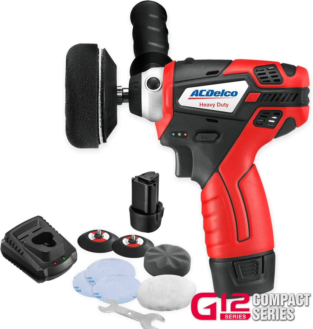 12V Cordless 3" Mini Polisher Tool Set with 2 Li-ion Batteries, Charger, and Accessory Kit S33294