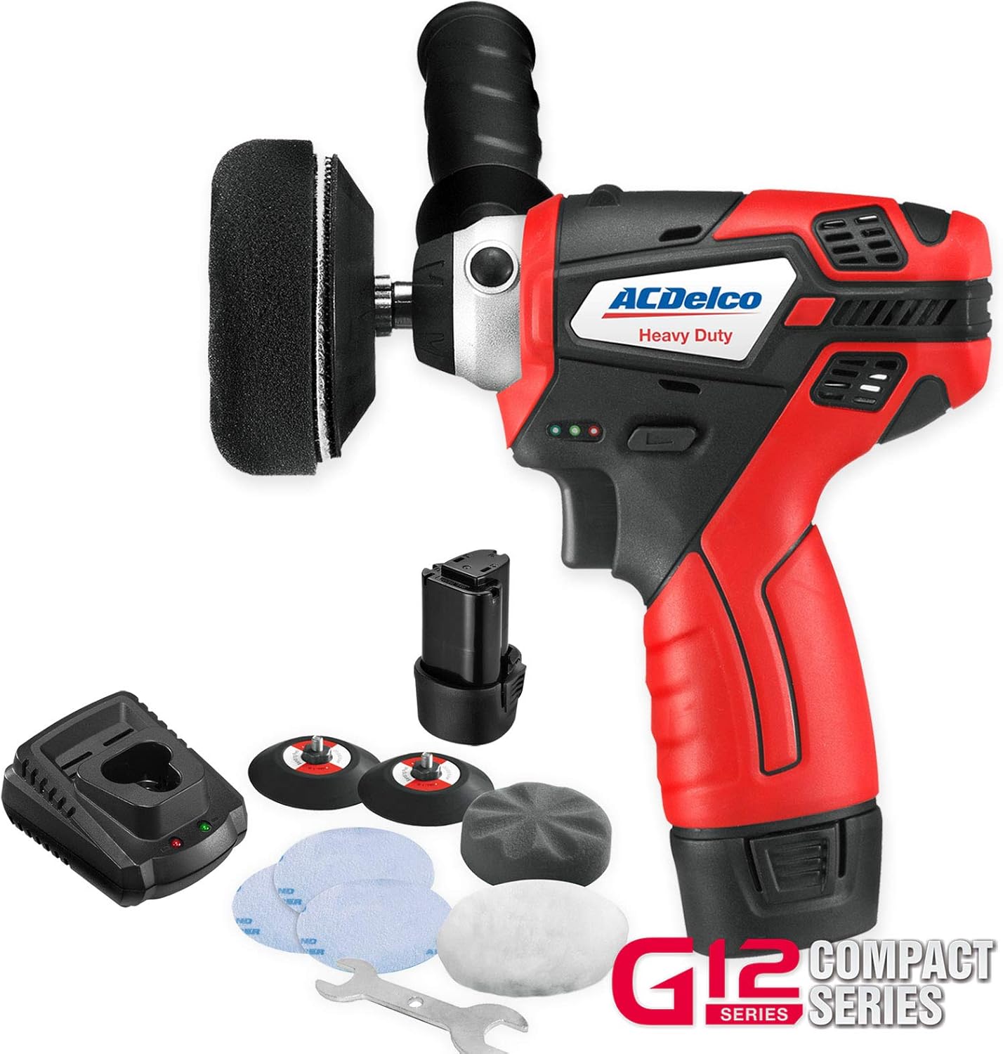 12V Cordless 3" Mini Polisher Tool Set with 2 Li-ion Batteries, Charger, and Accessory Kit S33294