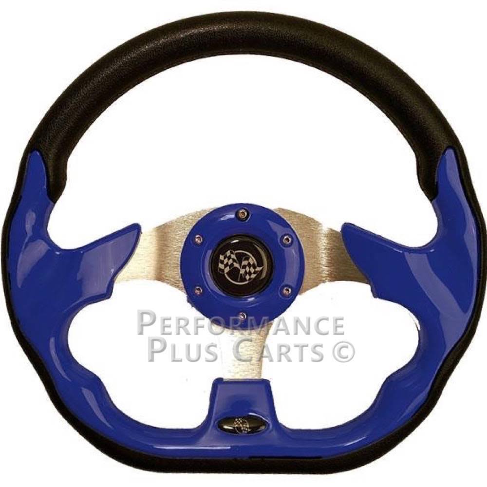 Blue 12.5x22 Golf Cart Steering Wheel with Black Adapter Hub D481
