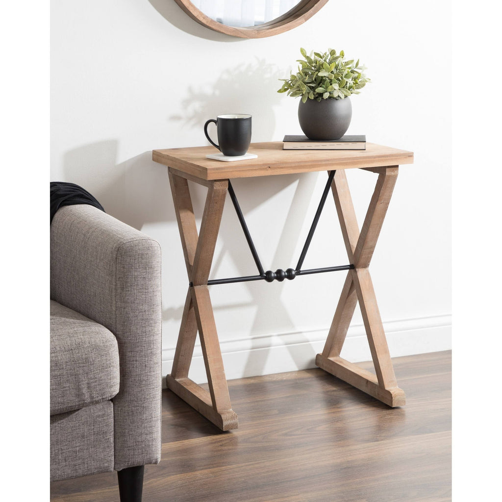 White Wood and Metal Side Table N37161