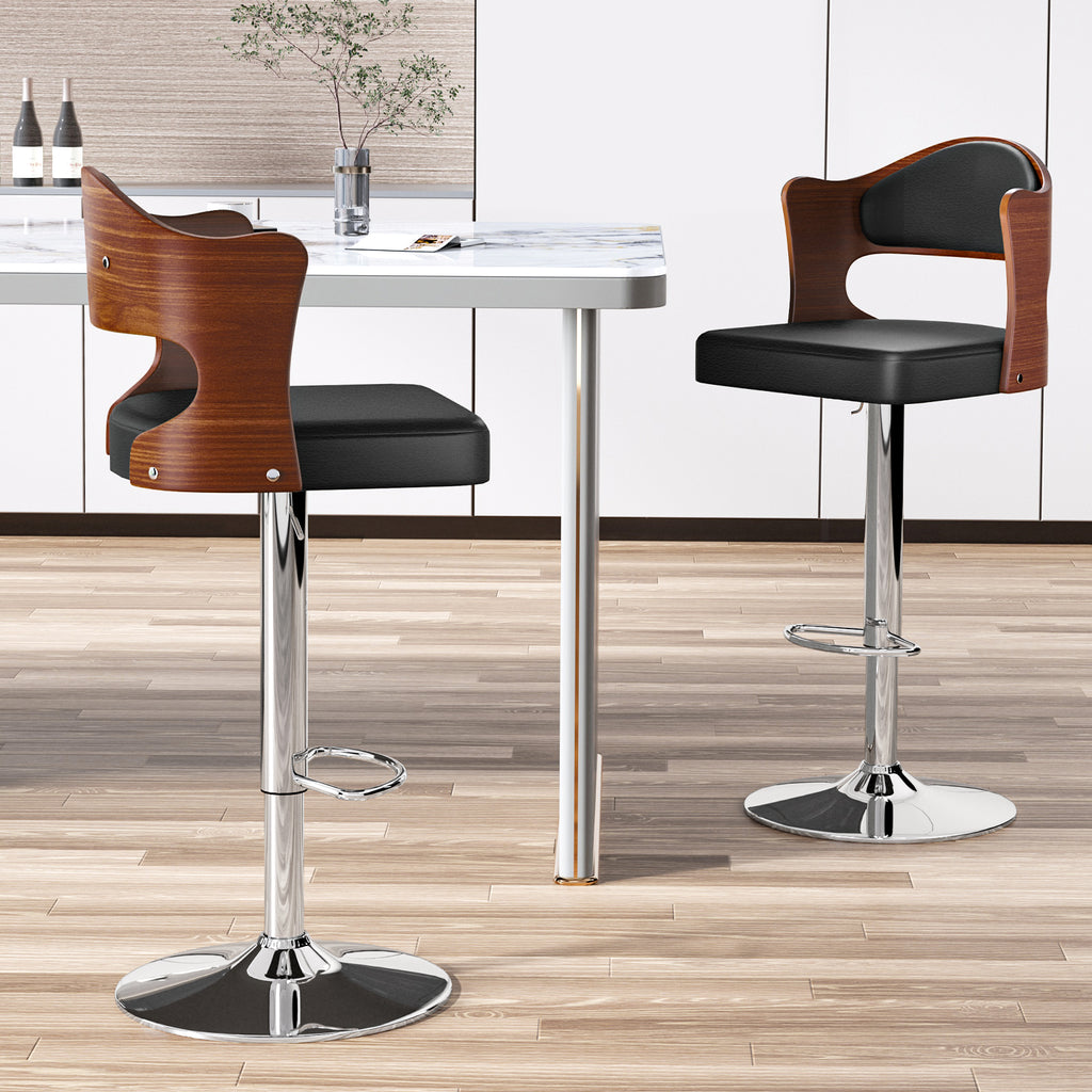 Set of 4 Adjustable PU Leather Swivel Bar Stools S55948