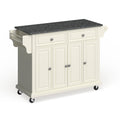 White Wood and Granite Kitchen Cart H18053