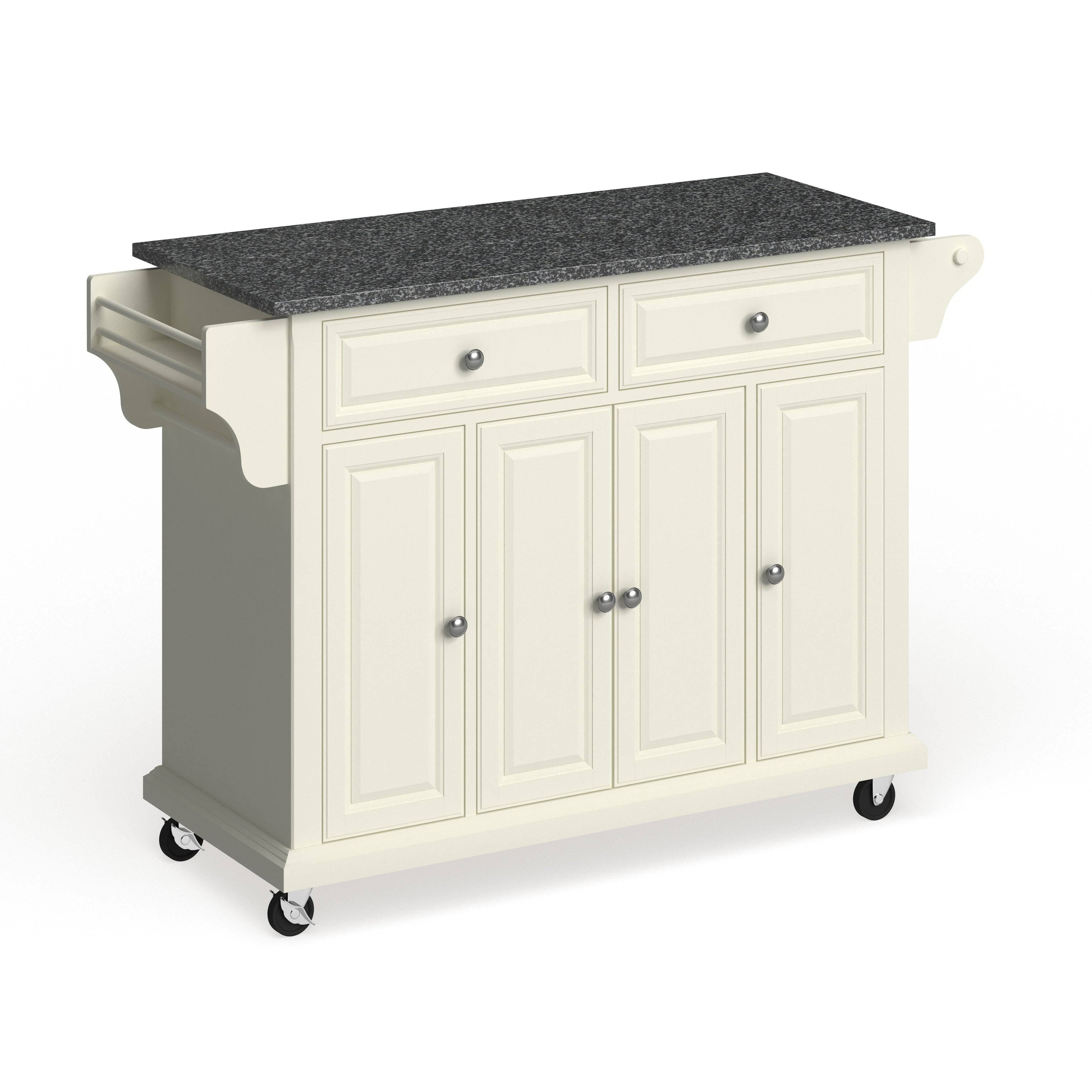 White Wood and Granite Kitchen Cart H18053