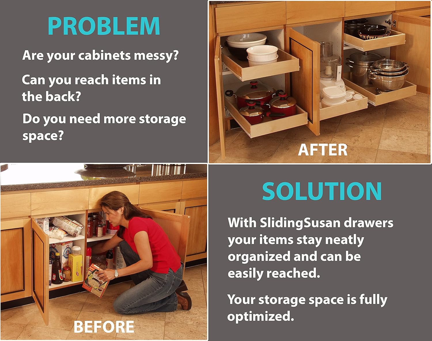 Sliding Susan Pull Out Cabinet Organizer, 14 x 21 P5413