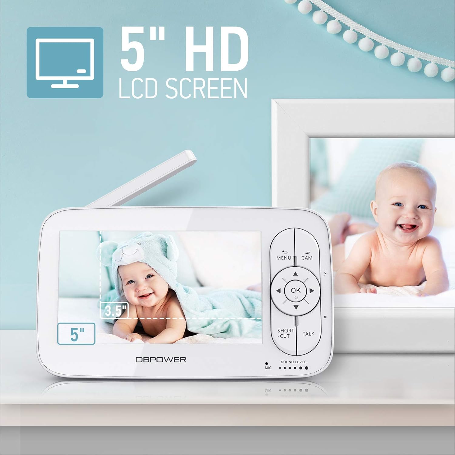 1080P 5 HD Display Video Baby Monitor with Camera and Audio, Night Vision, Two-Way Audio T3734