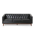 Midnight Black Faux Leather Square Arm Sofa M201498