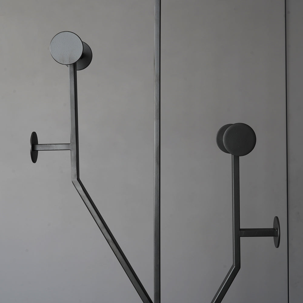 Black Metal Coat Rack Stand with Marble Base E691608