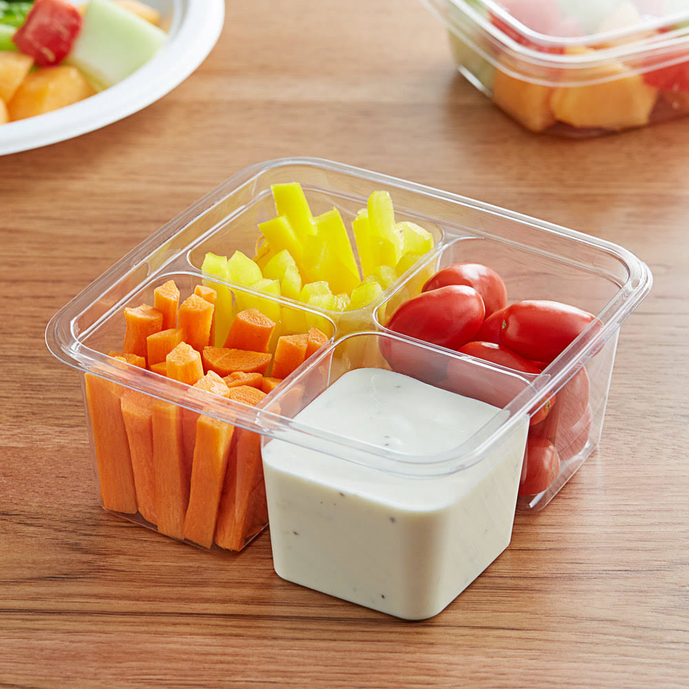 Clear 4-Compartment 6 in. Container W22840