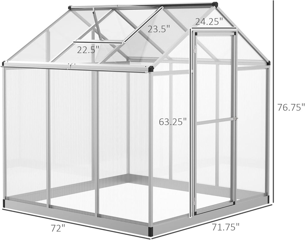 Walk-in Polycarbonate Greenhouse with Roof Vent M60791