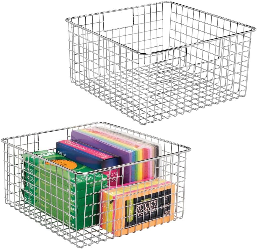 Matte Black Metal Wire Storage Basket Bin with Handles, 2 Pack Y43333