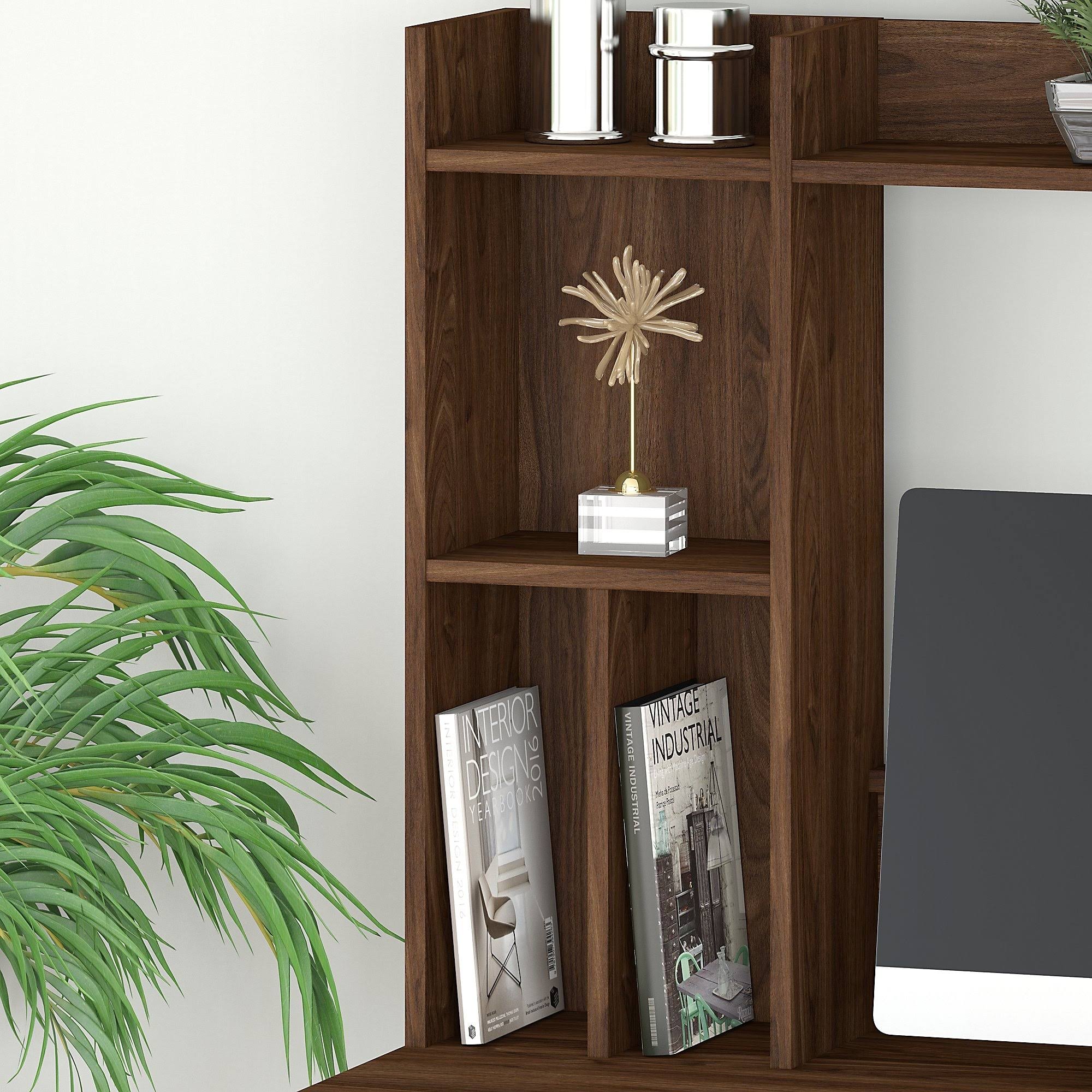 Modern Gray L-Shaped Desk with Hutch M46199