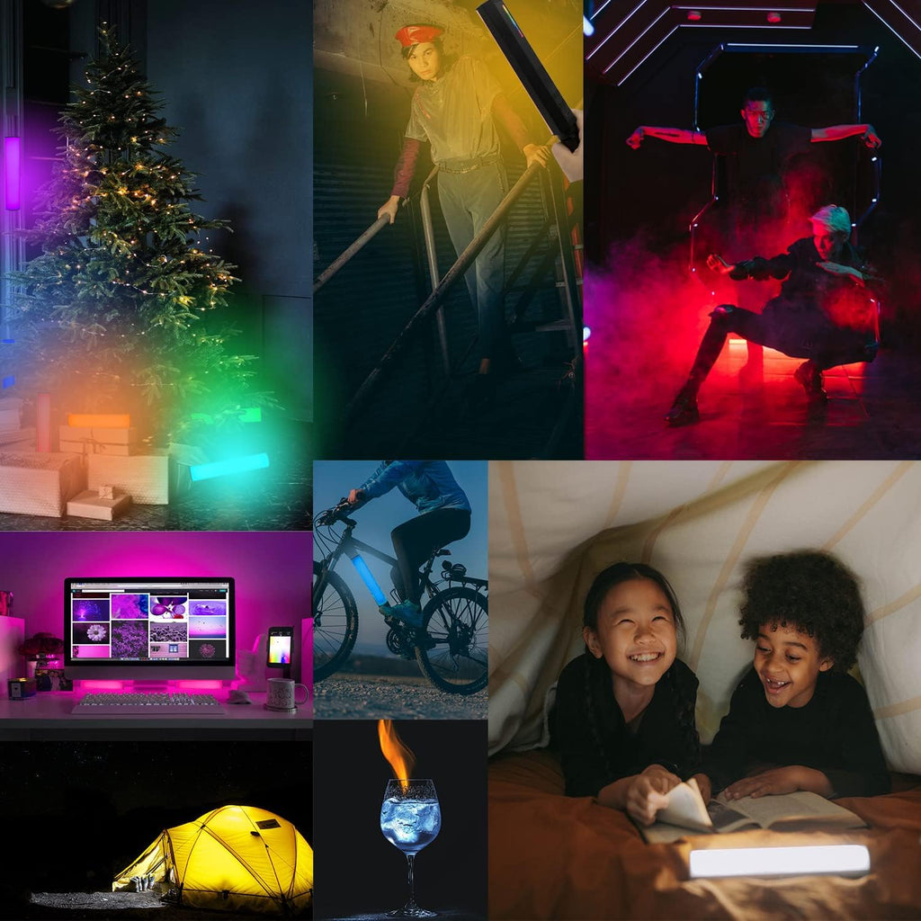 Handheld RGB Light Wand Video LED Lighting Photography Light Vlog Magnetic CRI95+ 2500K-9000K Built-in Battery 3000mAh Pack of 2 V584