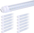 8 Foot 270 Degree V Shaped LED Replacement for Fluorescent Fixtures, T8 6000K Cool White, Clear Cover, Dual-Ended, Rotatable HO Base, Pack of 12 B32809