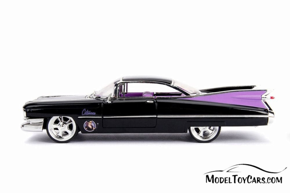 1959 Cadillac Coupe Deville Diecast Model Toy Car with Display Case and Catwoman Figurine E571031