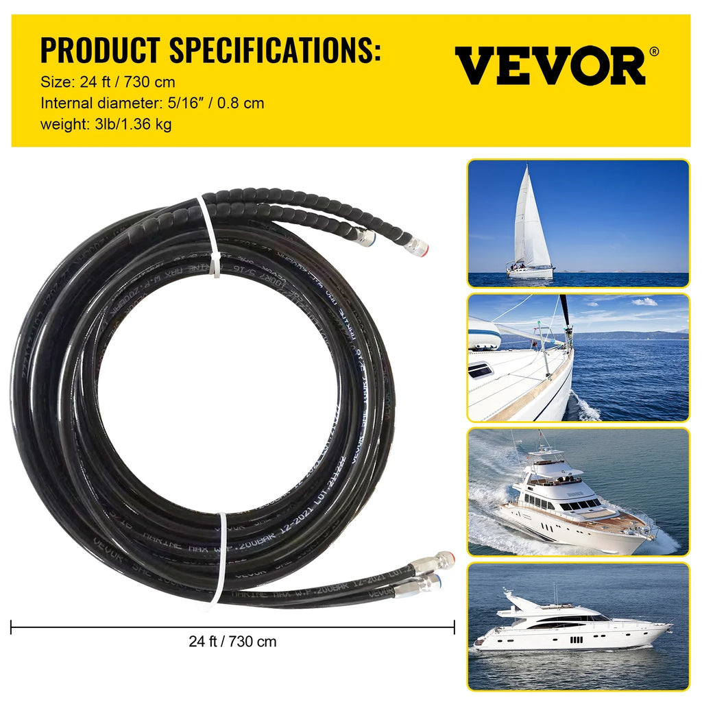 Hydraulic Steering Hose Kit, 2 Pcs 24 ft Boat Hose Kit S1919