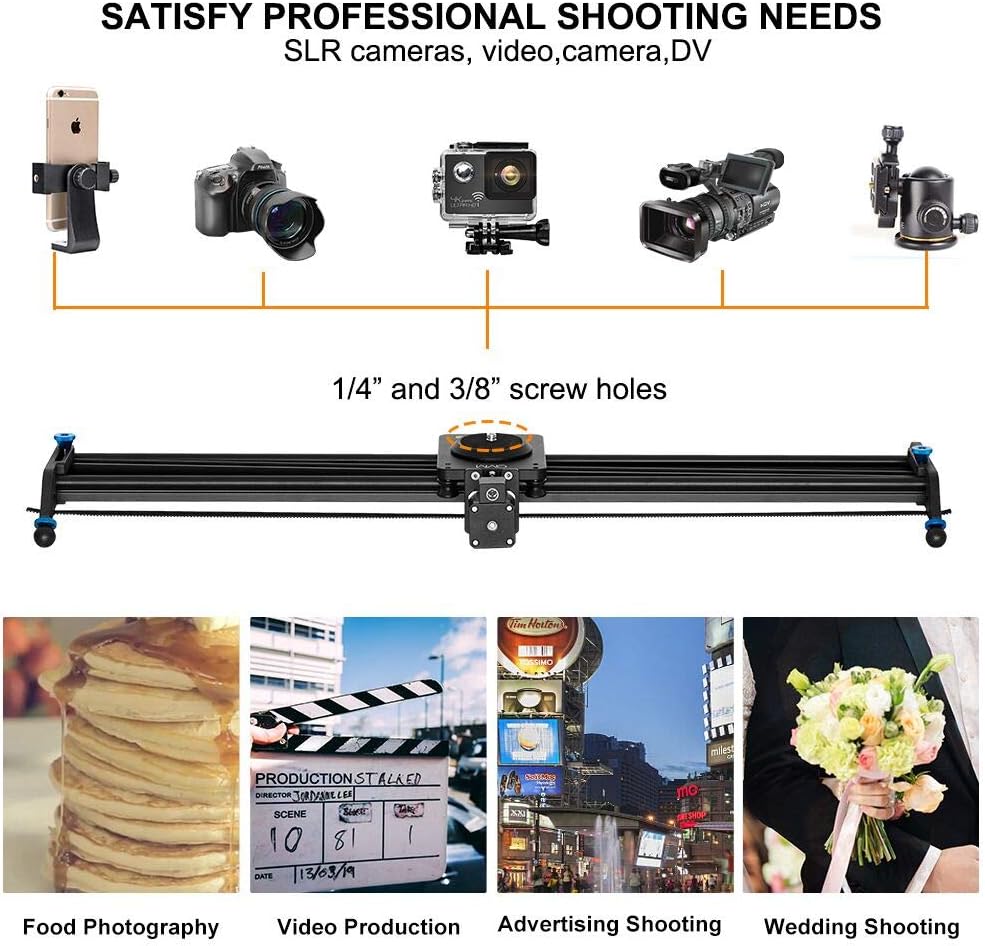 Motorized Camera Slider, 31 Aluminum Alloy Track Dolly Rail C77036