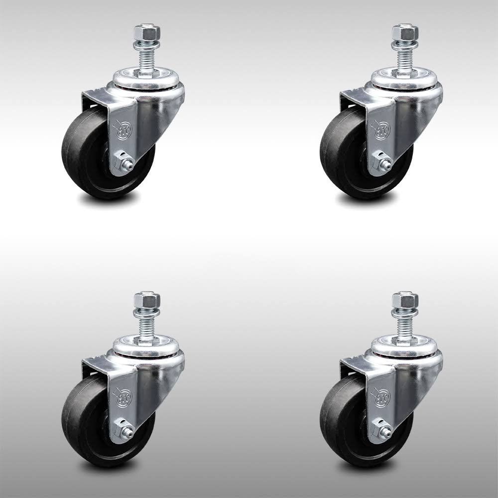 3.5 inch Soft Rubber Wheel Swivel Caster Set Z378