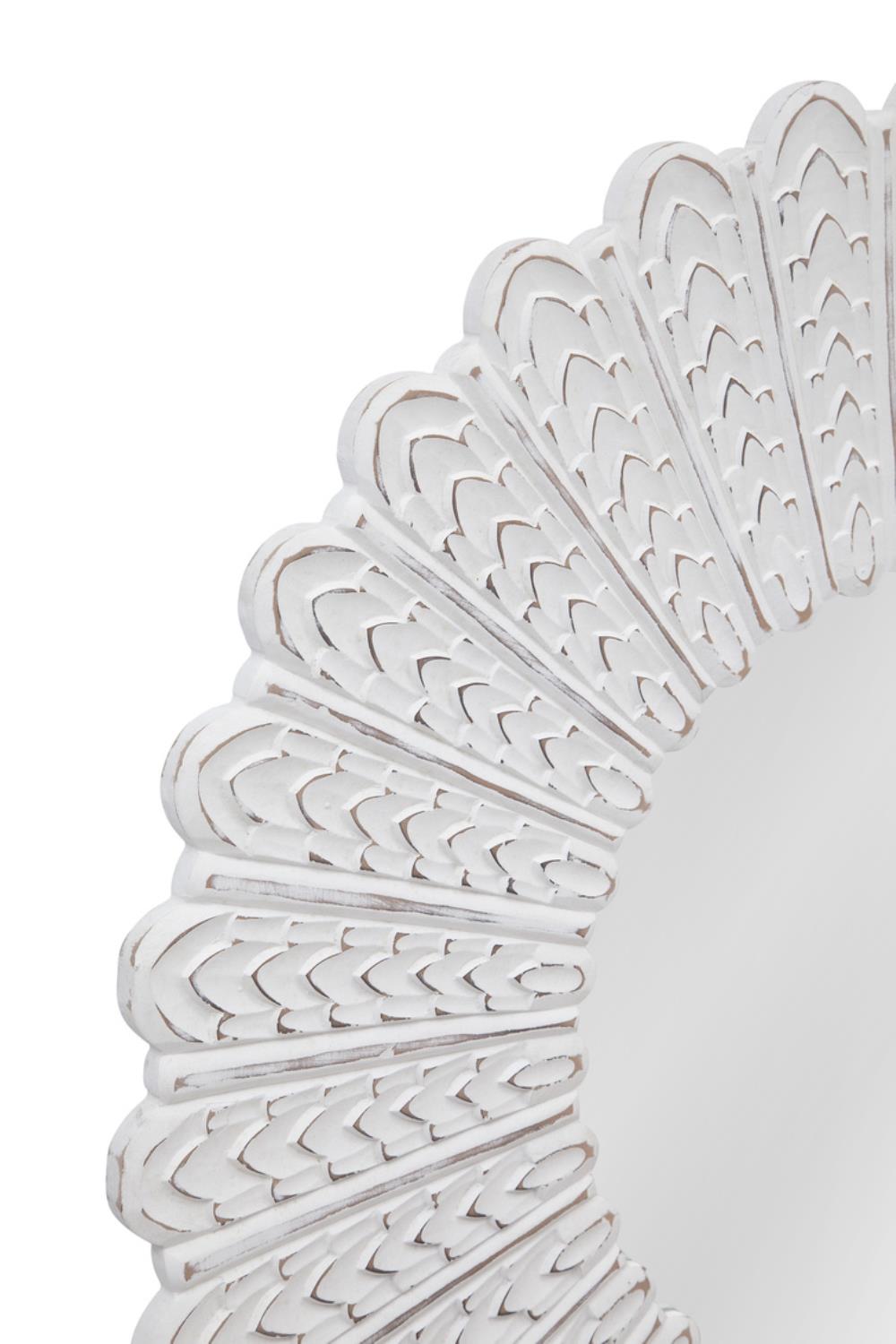 White Wash Round Wall Mirror U908240