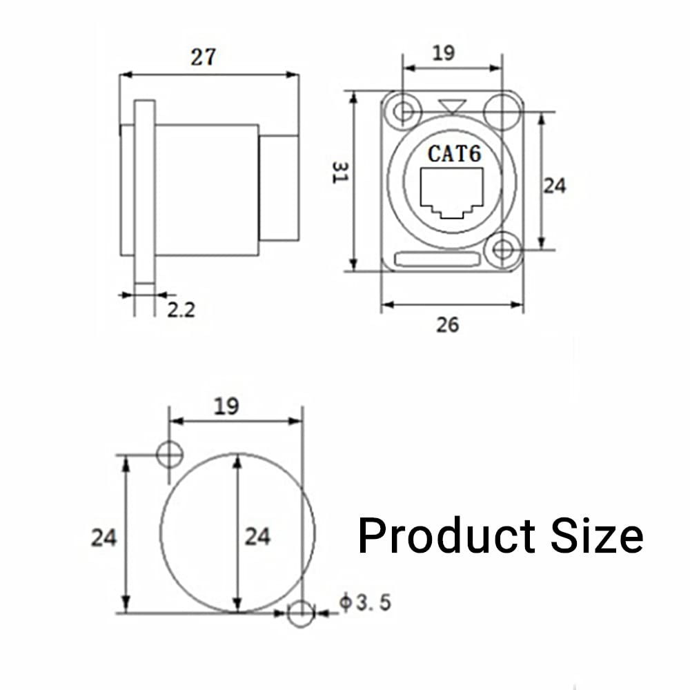 10 Pack Shielded RJ45 Panel Mount Coupler P47201