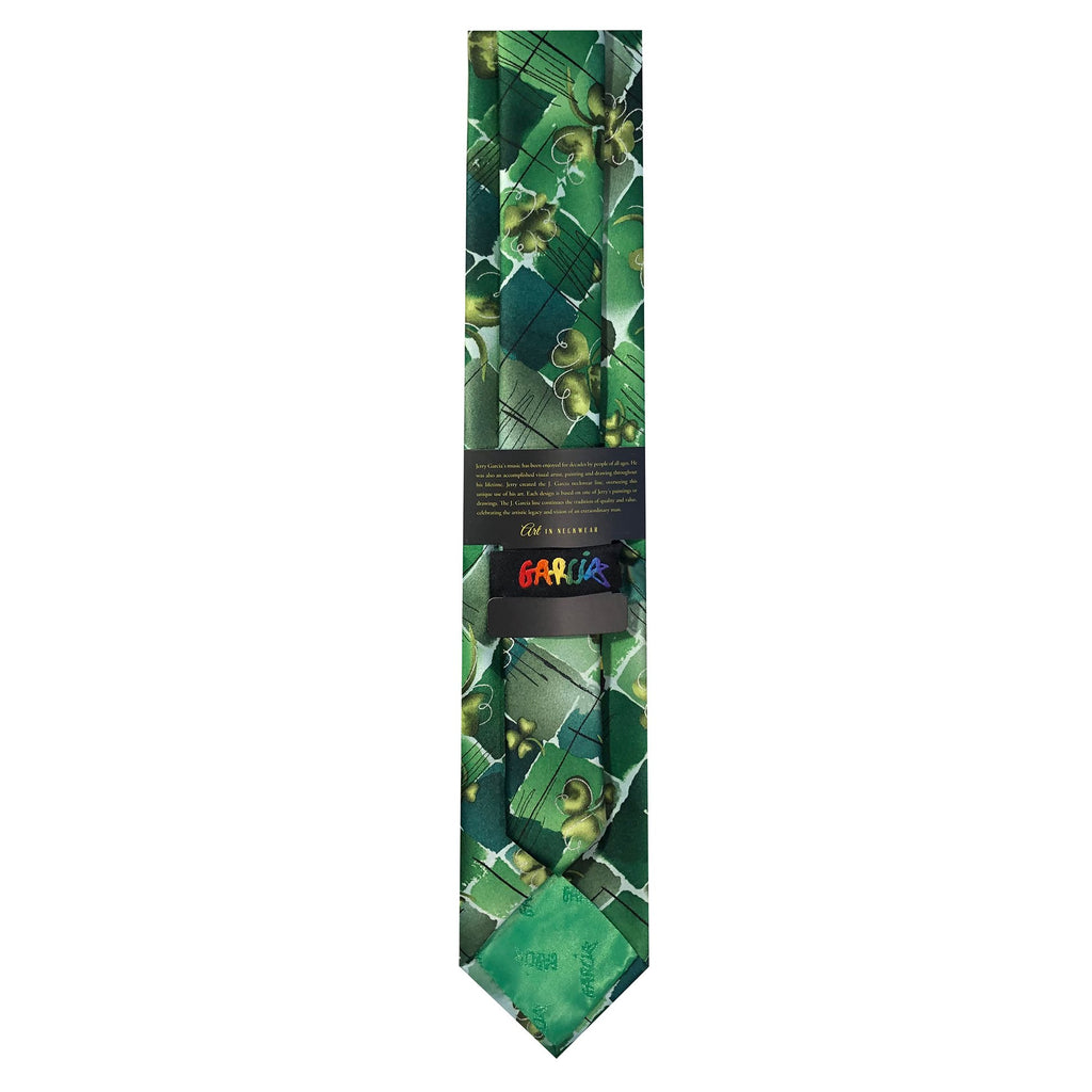 Green Shamrocks Clovers Black Diamond Irish Plant Person Art Extra Long Neck Tie D6888