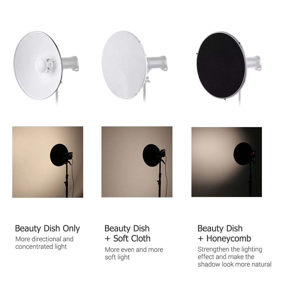 22 Inch Beauty Dish Reflector Diffuser with Honeycomb Soft Cloth for Bowens Mount R323