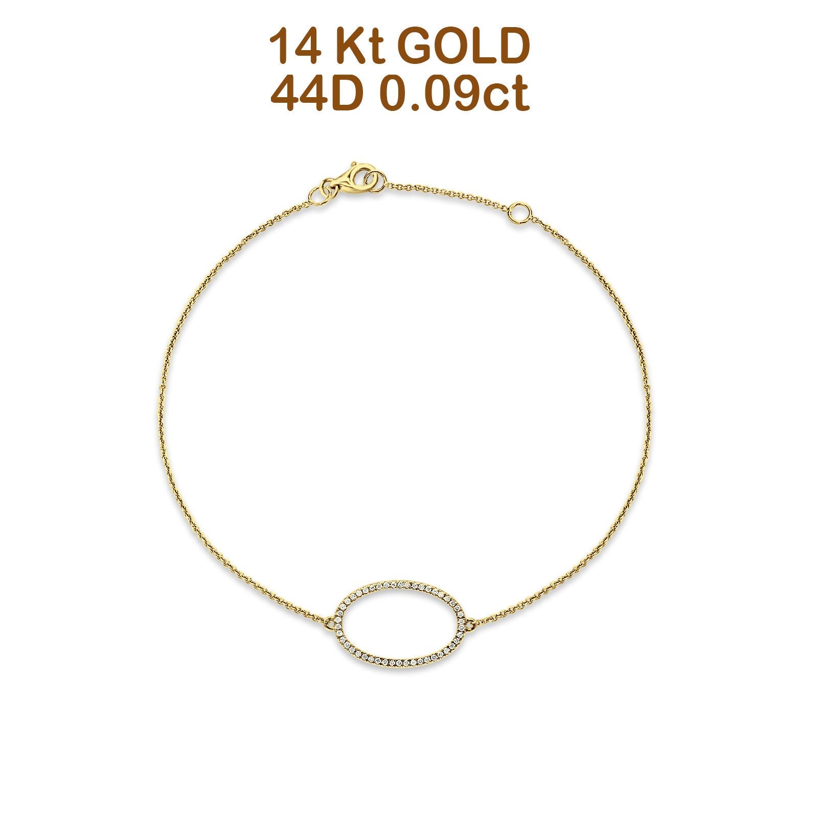 Oval Shape Adjustable Bracelet 14K Yellow Gold 0.09ct Q496324