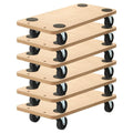 6 Pack Rectangle Wood Platform Furniture Dolly Cart with 3 Inch Wheel Y56489