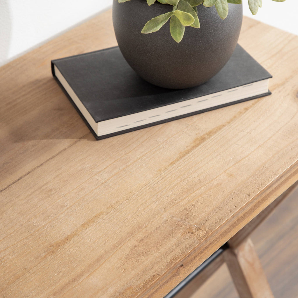 White Wood and Metal Side Table N37161