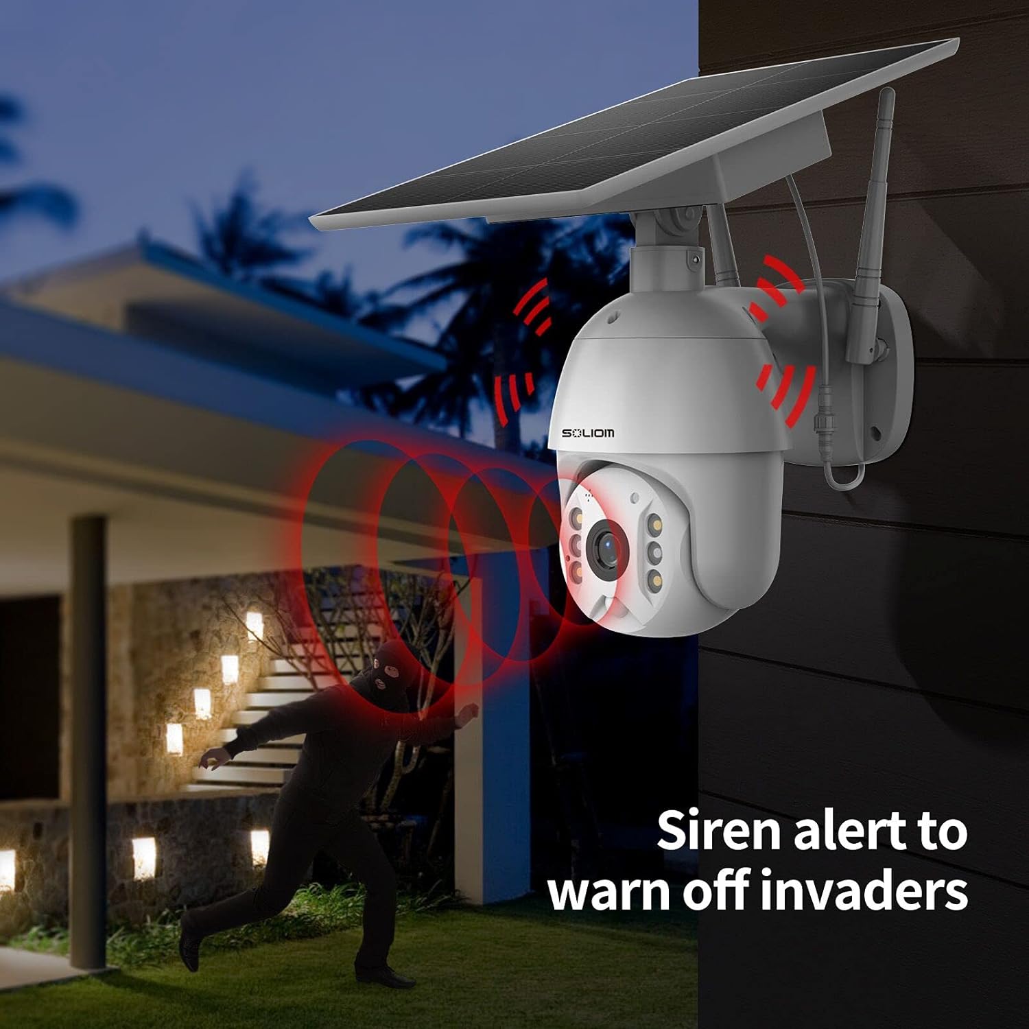 Wireless WiFi Solar Battery Powered Outdoor Security Camera with 360° View and Color Night Vision P106302
