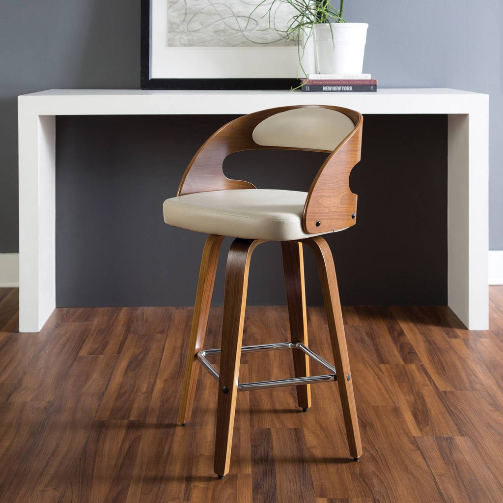 Ivory Bentwood Vinyl Swivel Stool E643