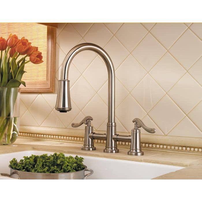 Brushed Nickel 2-Handle Pull-Down Kitchen Faucet H1333