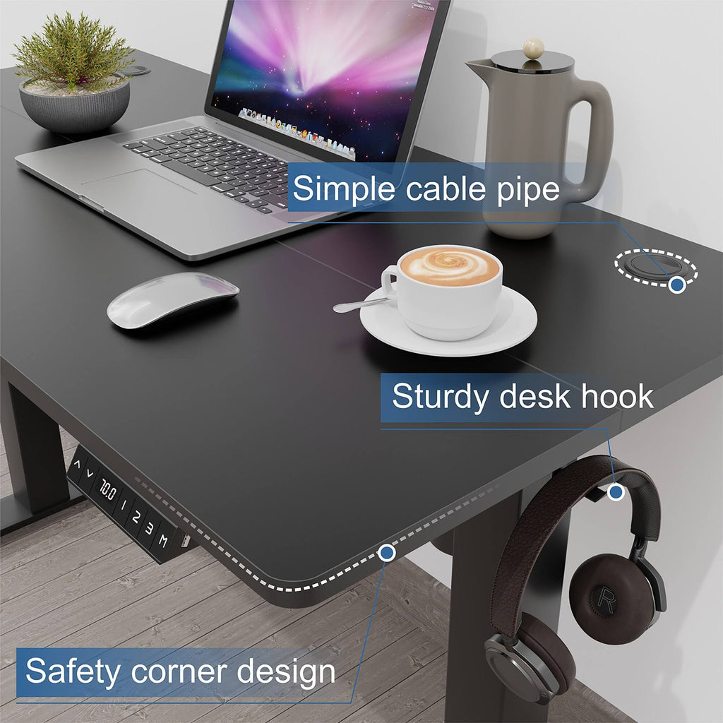 Black Height Adjustable Electric Standing Desk with Splice Board L816