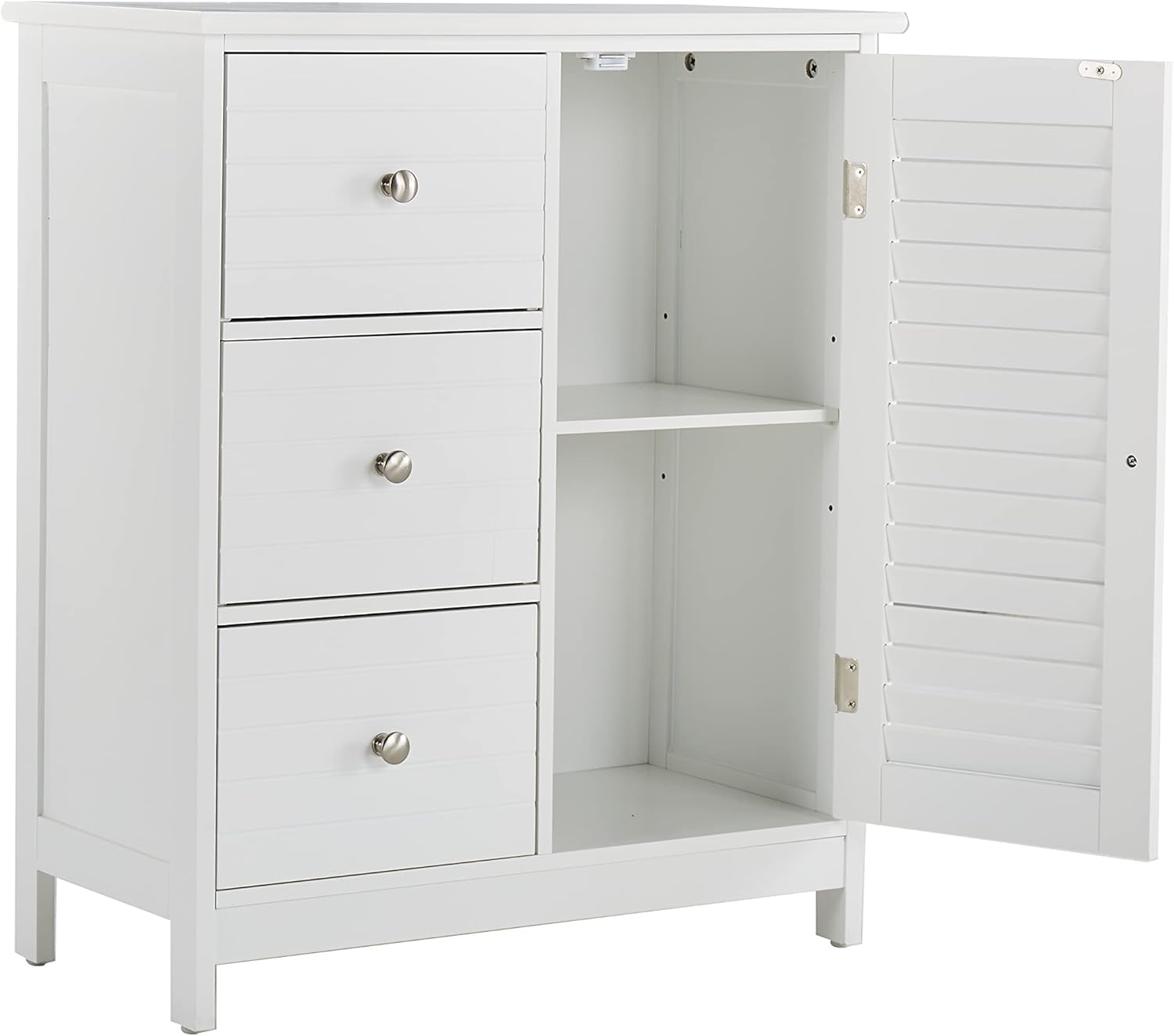 White Bathroom Storage Cabinet with 3 Drawers and 1 Two Layers Cabinet T381