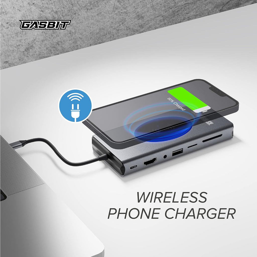 15-in-1 USB C Hub Multiport Adapter with Wireless Phone Charger K210159