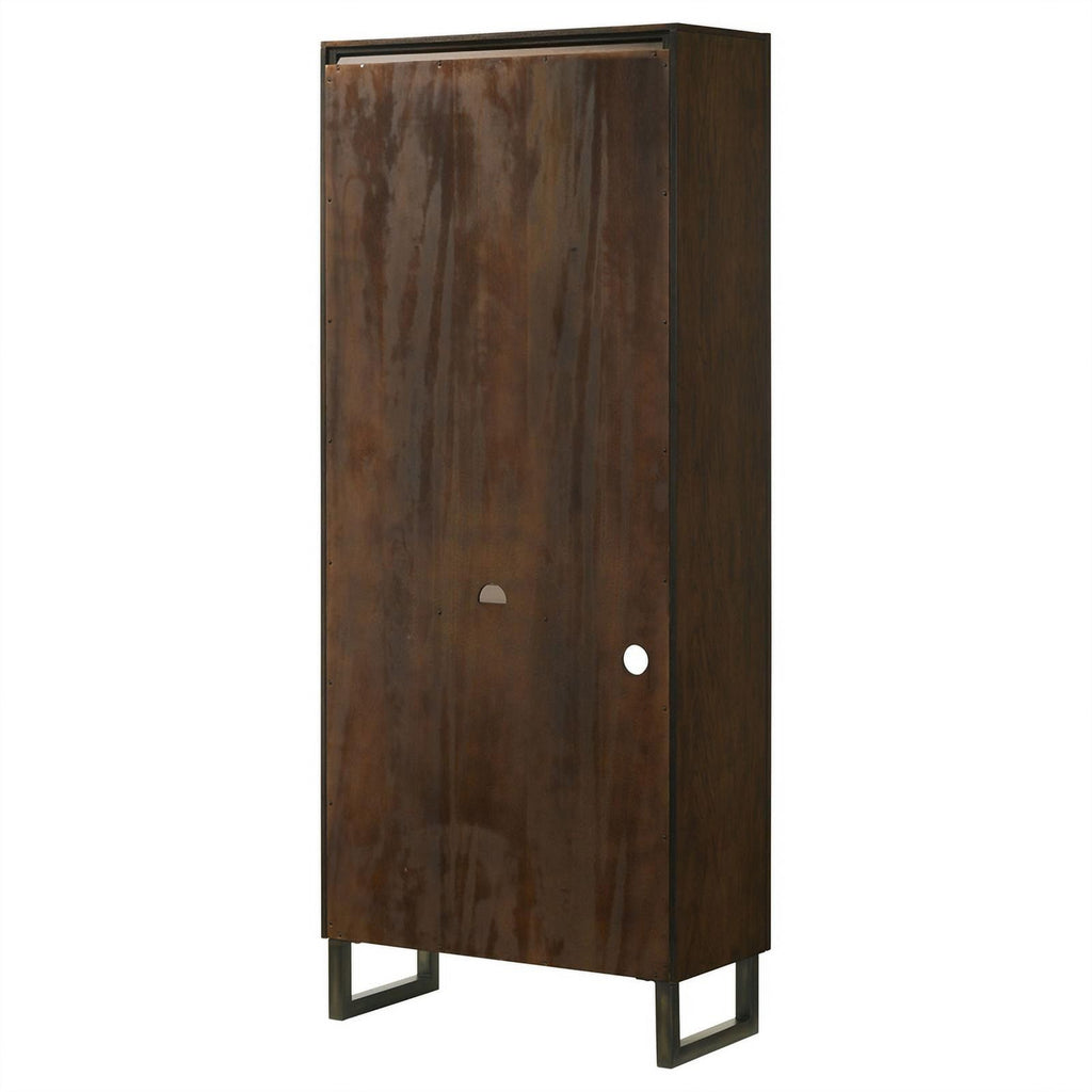 4-shelf Wood Bookcase Dark Walnut and Gunmetal T63178