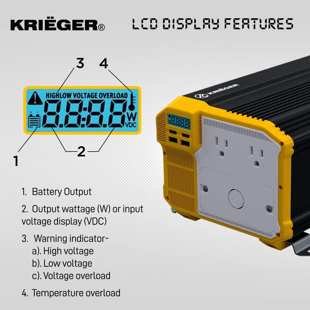 3000 Watts Power Inverter 12V to 110V Modified Sine Wave Dual AC Outlets Hardwire Kit L77742