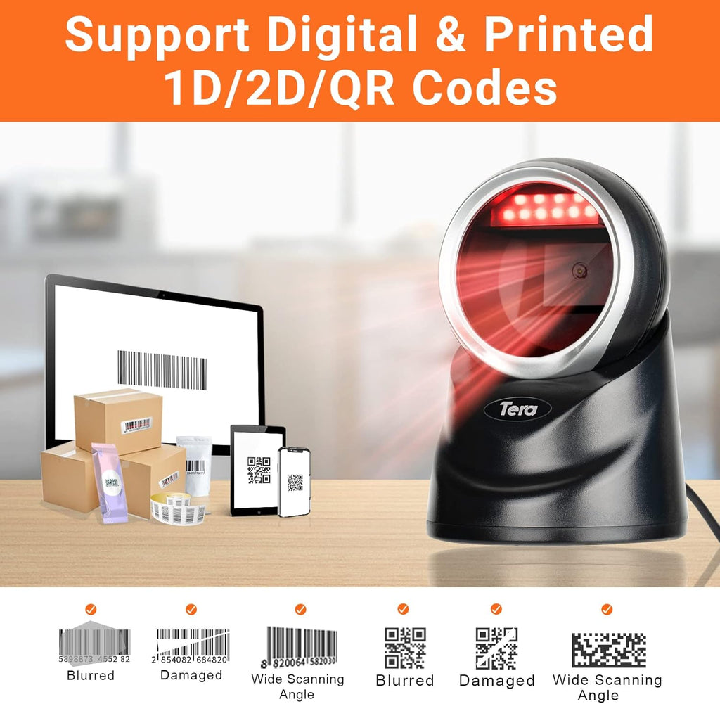 2D Desktop Barcode Scanner with USB Cable U8341