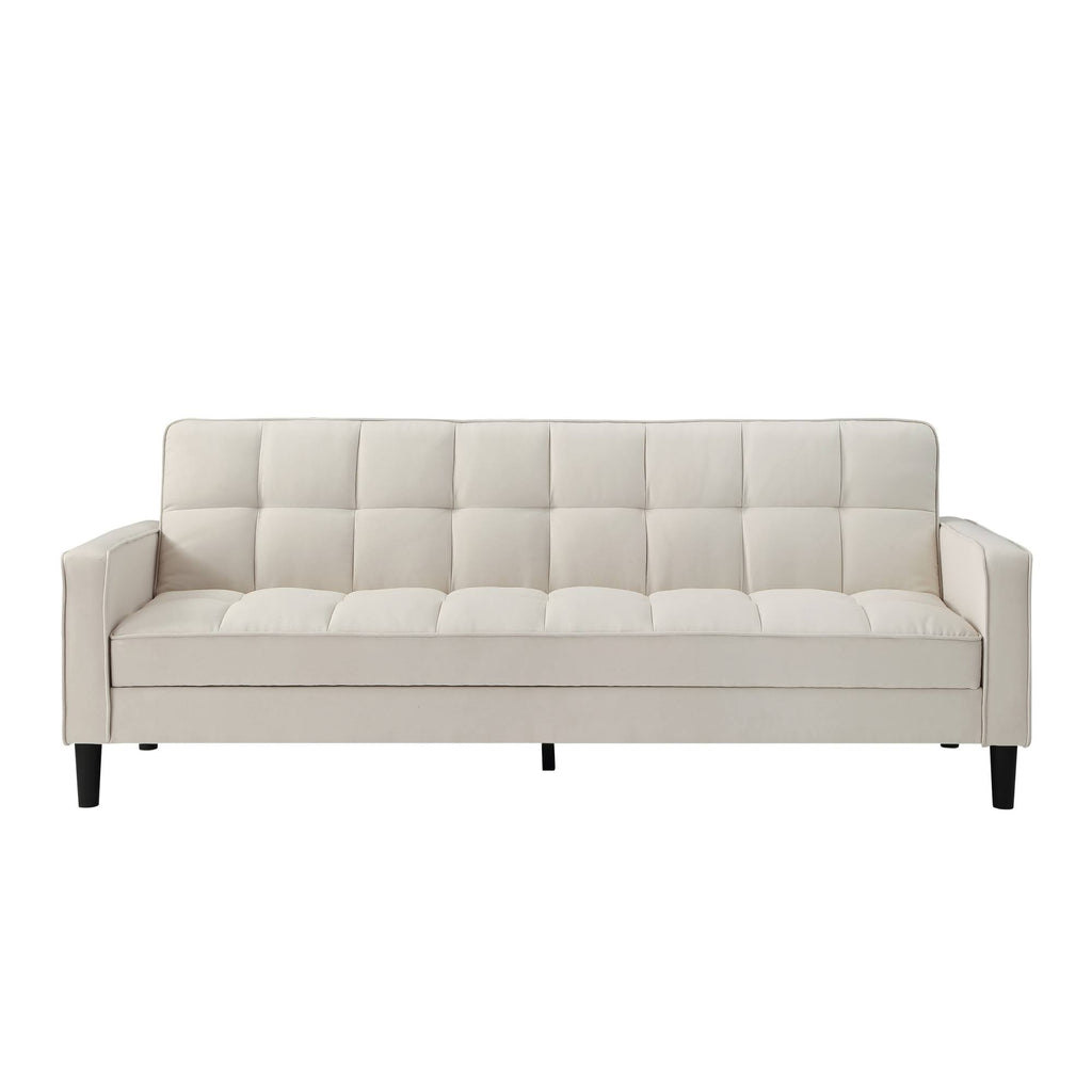 Beige Linen Convertible Sofa Bed with Storage Z6959