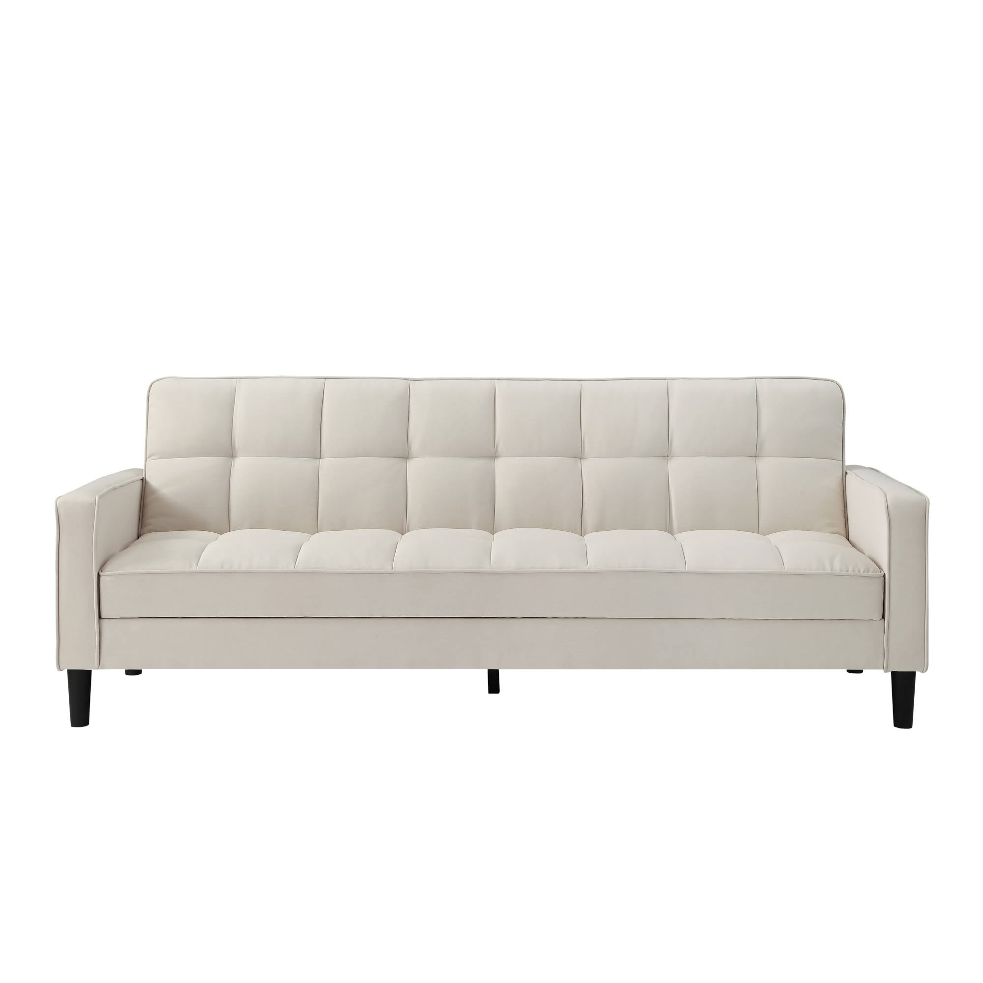 Beige Linen Convertible Sofa Bed with Storage Z6959