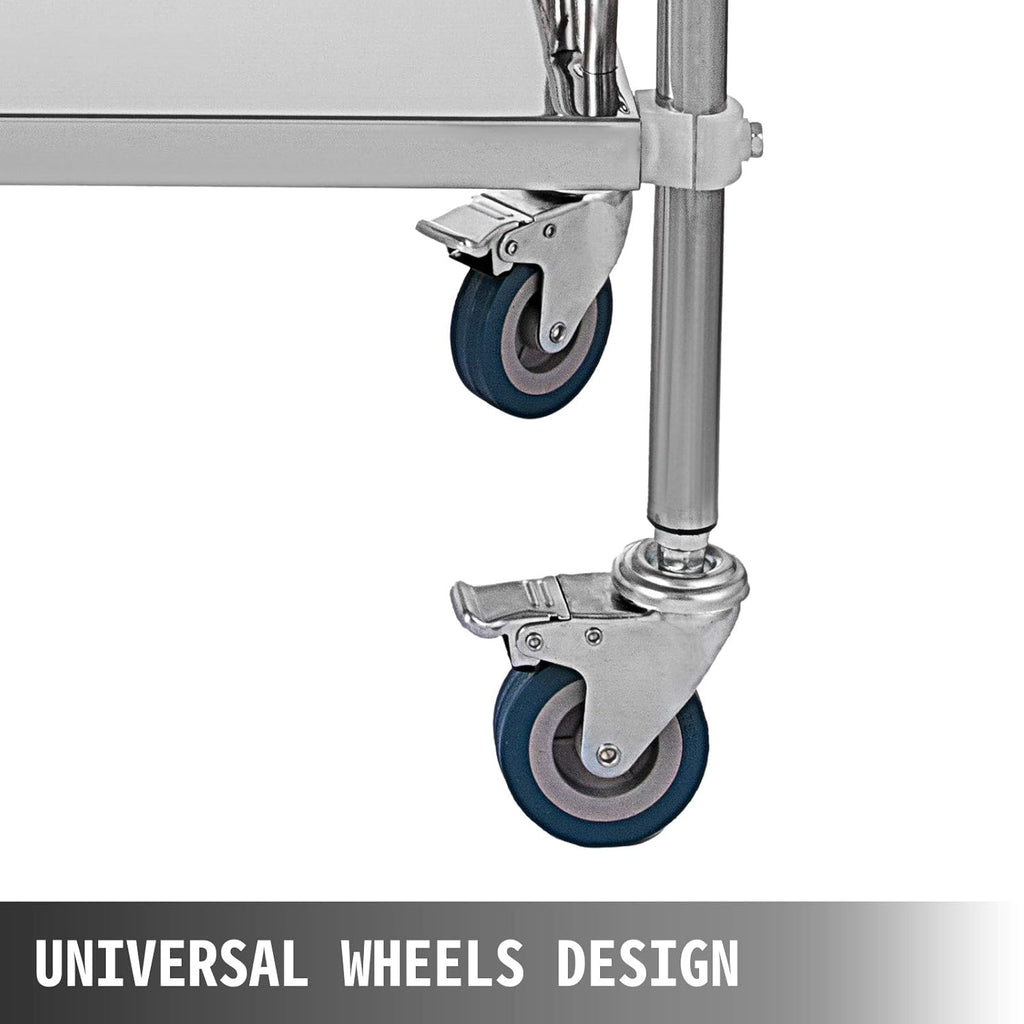 Stainless Steel Utility Cart with 2 Shelves and 1 Drawer V144006