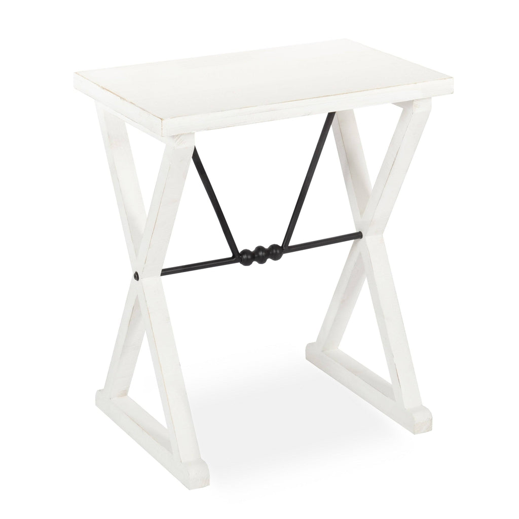 White Wood and Metal Side Table N37161