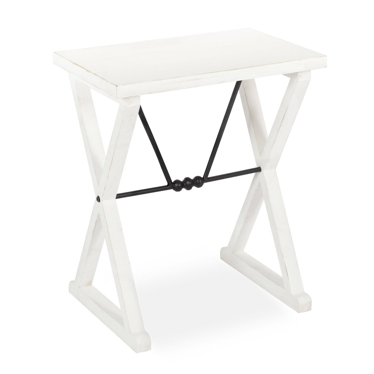 White Wood and Metal Side Table N37161
