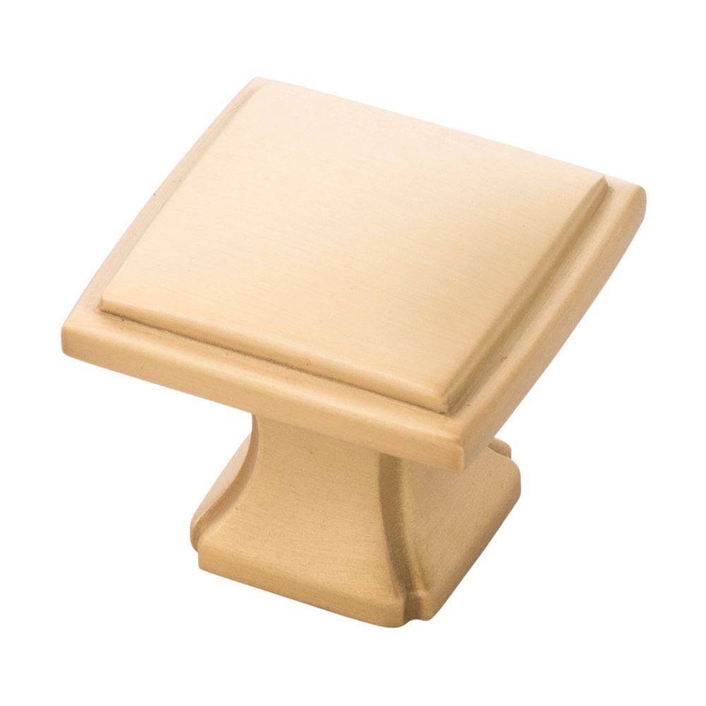 1-1/4 inch Square Cabinet Knob Brushed Golden Brass 10 Pack Y98804