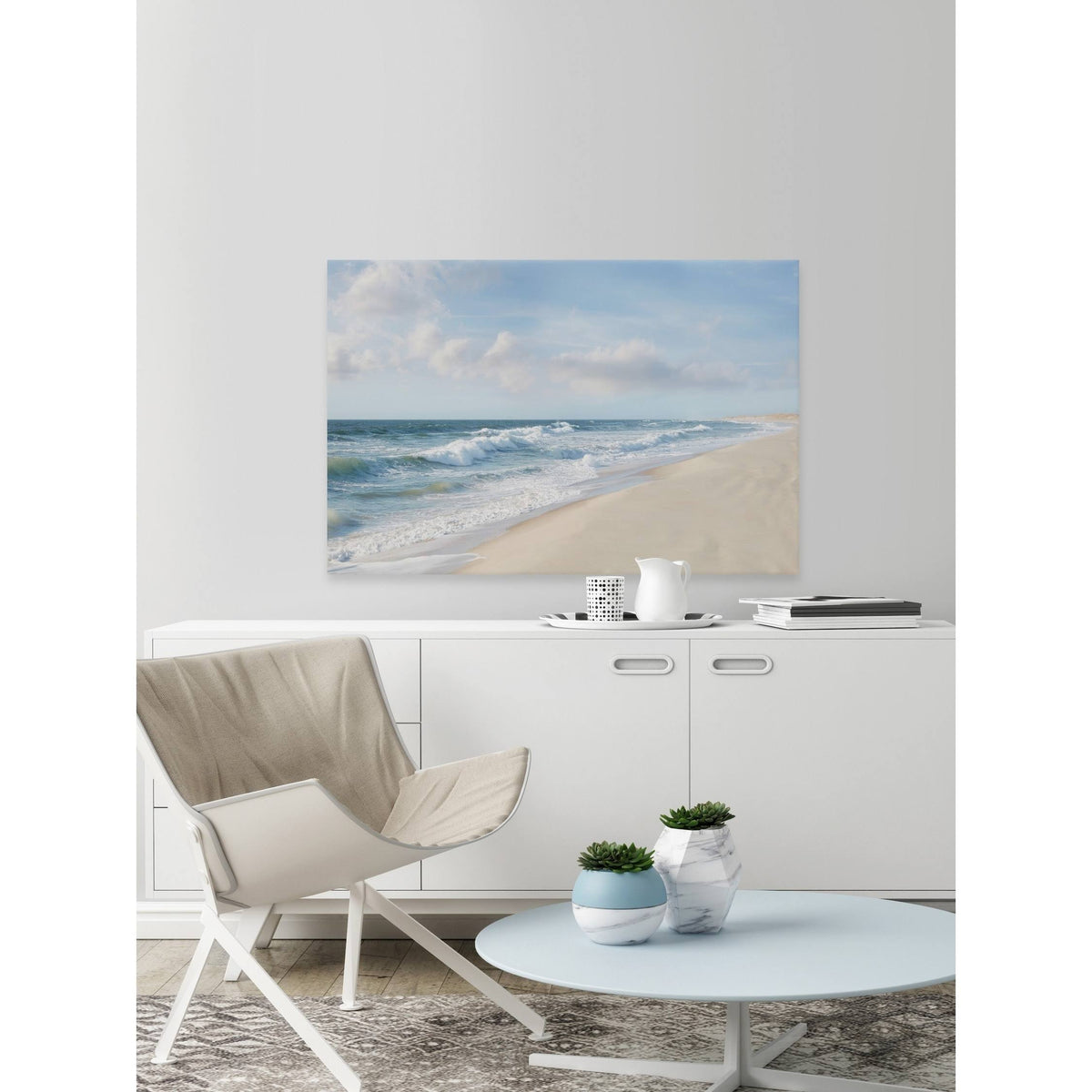 Shore and Waves Painting Print on Wrapped Canvas Q5193