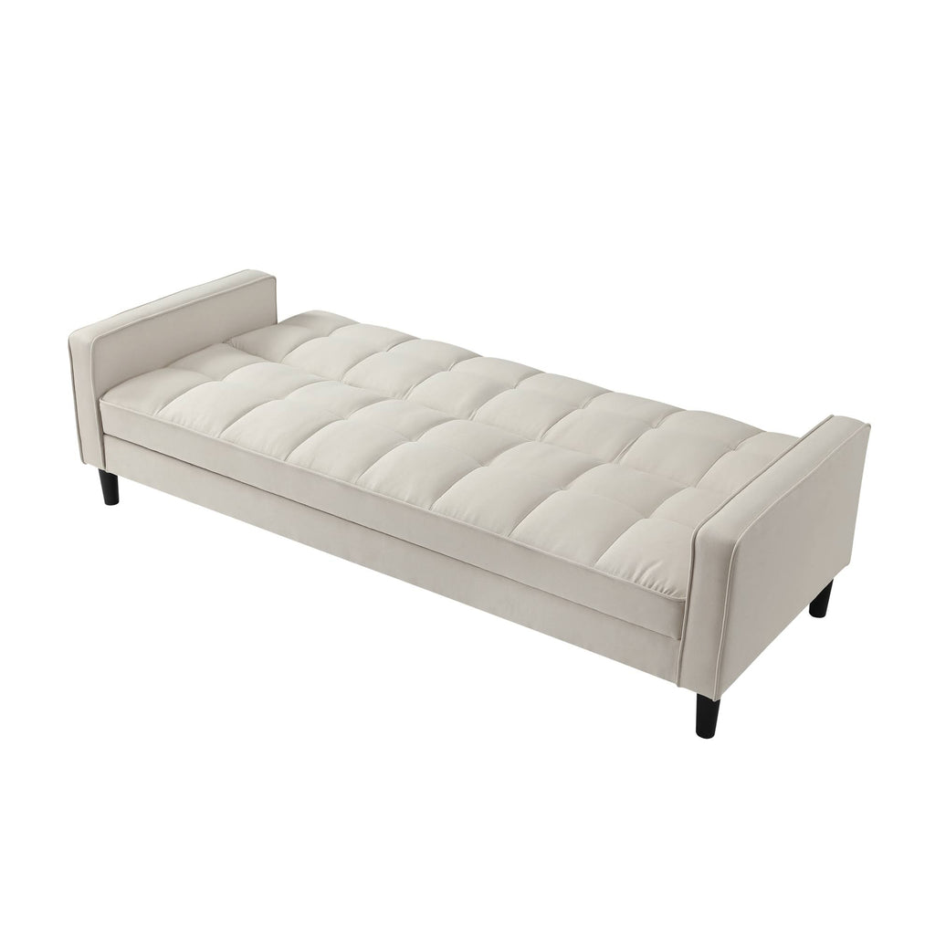 Beige Linen Convertible Sofa Bed with Storage Z6959